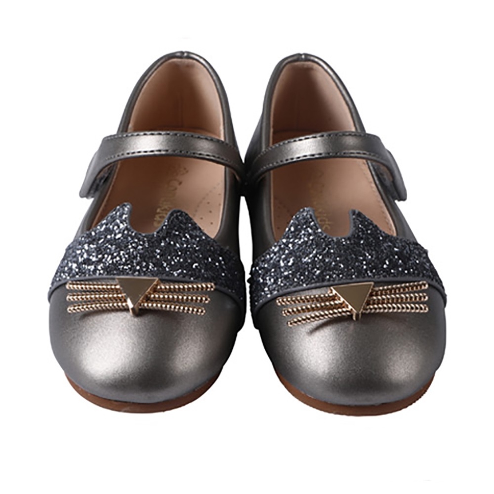 Girls Mary Jane Glitter Cat Ballerina Flat Shoes